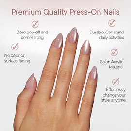 Celebritips Uñas Postizas Decorativas | Uñas Cortas Almendradas, Reutilizables | 16 Tamaños - Kit De 32 Uñas Con Pegamento De Fijación Extrafuerte Y P
