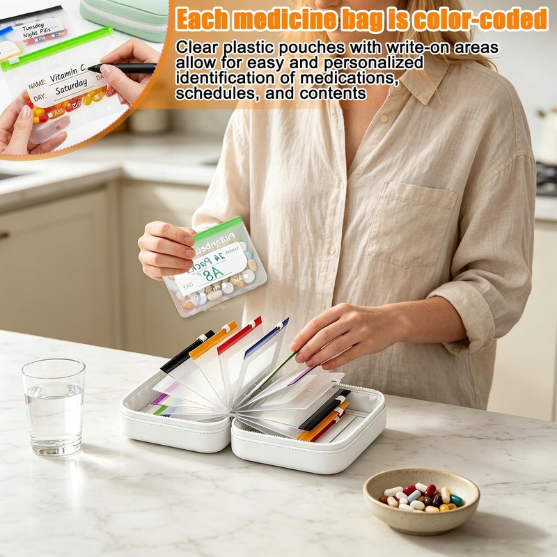 A8 Waterproof Pill Bag Set, Waterproof Pill Bag Set, Reusable