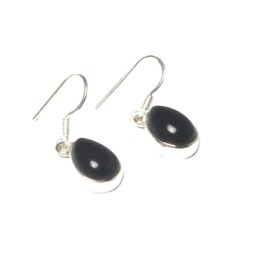 Art Gecko Black ONYX Sterling Silver 925 Teardrop Gemstone Earrings