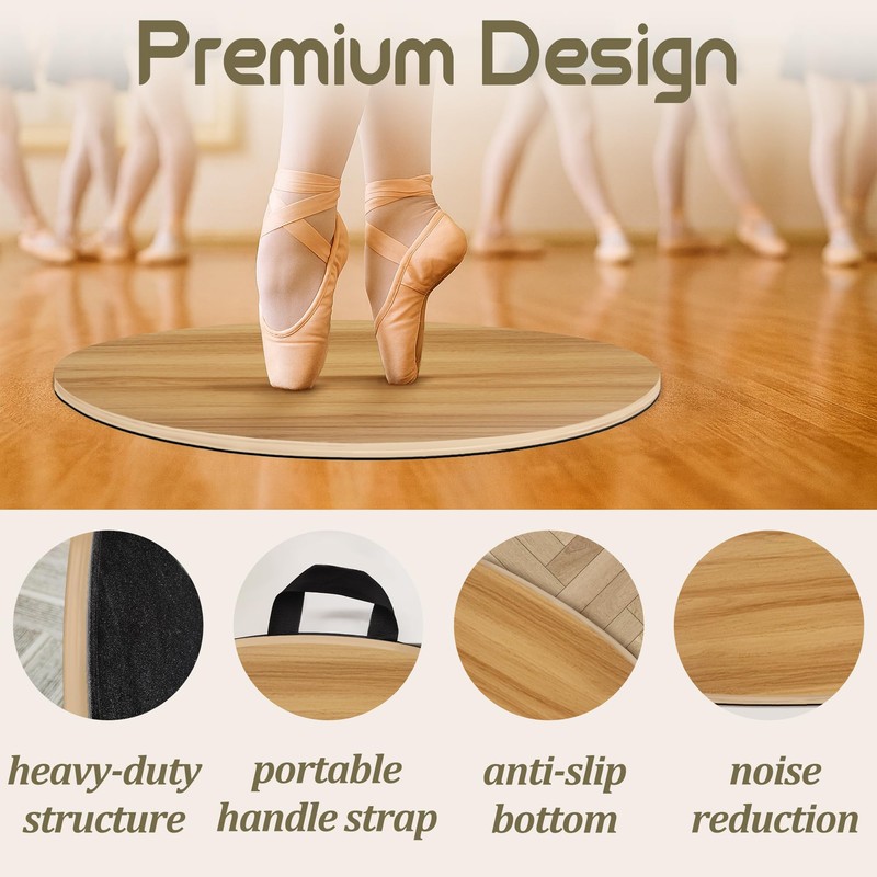 koretech Portable Dance Floor Round, 24" Ballet Wood Floor, Dance