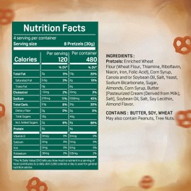 Everton Toffee Butter Toffee Pretzels, Roasted Almond Flavor (4 oz. bag, 6-pack), Gourmet Artisan Toffee Covered Pretzels, Sweet and Salty Mini Pretzel Snacks, Small Batch Crafted