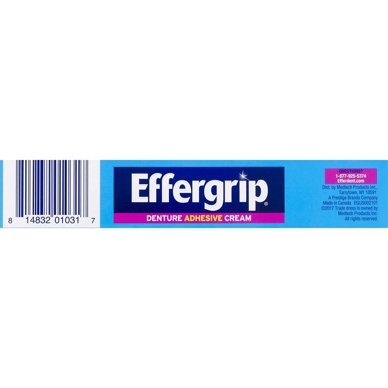 Effergrip Extra Strong Denture Adhesive Cream, Zinc Free 2.5 oz