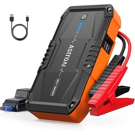 AstroAI S8 Car Battery Jump Starter, 1500A Peak Car Jumper Starter Battery Pack for Up to 6.0L Gas & 3.0L Diesel Engines, 12V Portable Jump Box with 3 Modes Flashlight and Jumper Cable (Orange)