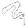 Rosary Necklace for Women - Lariat Cross Necklace in Silvertone