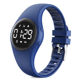 Konewos Kids Simple Digital Fitness Tracker Watch, Step Counter, Waterproof Wristwatch, with Pedometer Alarm Clock Calendar for Children Boy Girl Students (Deep Blue)