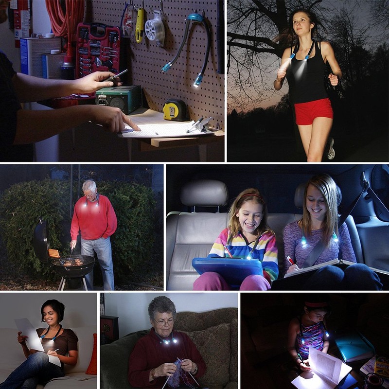 LEDGLE Neck Reading Light Rechargeable Neck Flashlights for Knitting, 4