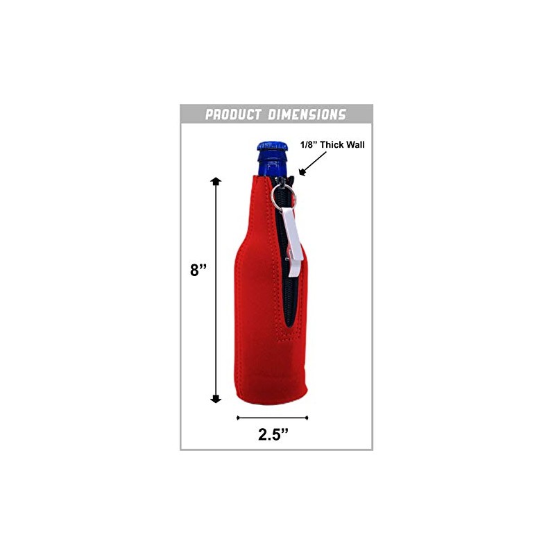 Palm Tree Sunset Beer Bottle Coolie With Opener (Royal Blue)