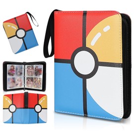 Álbumes coleccionables de cartas, carpeta de tarjetas de 4 bolsillos, carpeta de colección de 400 bolsillos doble cara PU con cremallera premium y 50 fundas extraíbles, carpeta de cartas para TCG