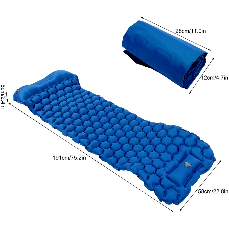 Camping Sleeping Pad Mat Foot Press Inflatable Cushion Mattress for
