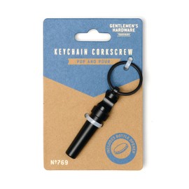 Gentlemen's Hardware Corkscrew Compact Keychain Wine Bottle Opener, 76mm Long, Black