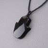 COAI Adjustable Nylon Cord Hamsa Hand Black Obsidian Stone Necklace