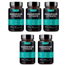 Phi Naturals Magnesium Citrate 400mg 5X180 Caps Vegetarian/Glu