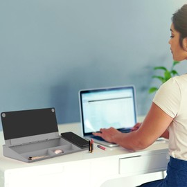 TOWON Black Desk Dry Erase Board with Charger Pad, Small Glass Desktop Whiteboard, Desktop whiteboard - Glass Dry Erase White Board- Desk Computer Buddy for Home Office Supply, 17 x 6 in