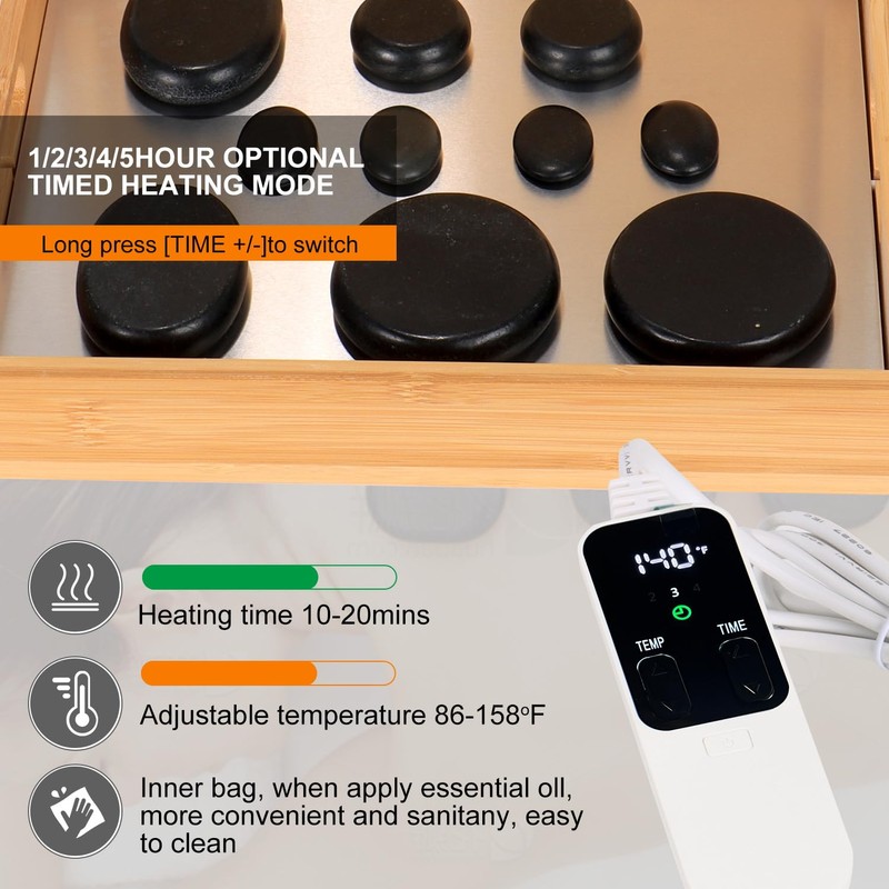 OnVisit Hot Stone Massage Set with Warmer Kit, 10 PCS