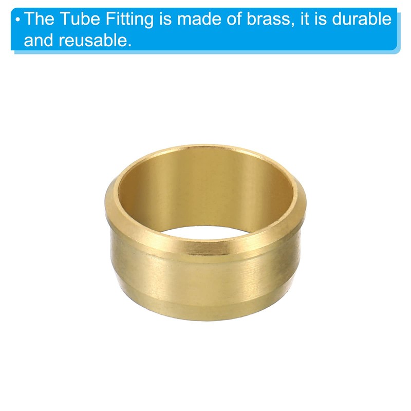 PATIKIL 16mm Tube OD Brass Compression Sleeves Ferrules 10 Pack