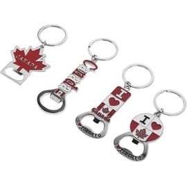 PartyKindom Llavero Abridor de Botellas de Metal Bandera Canadiense, Set de 4 Piezas, Portátil y Ligero, Recuerdo de Canadá Adecuado para Viajes y Coleccionistas, Accesorio Práctico
