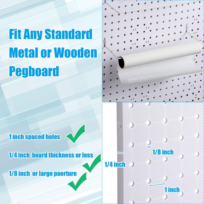 Nuanchu 8 Pcs Paper Towel Holder for Pegboard Extendable Peg