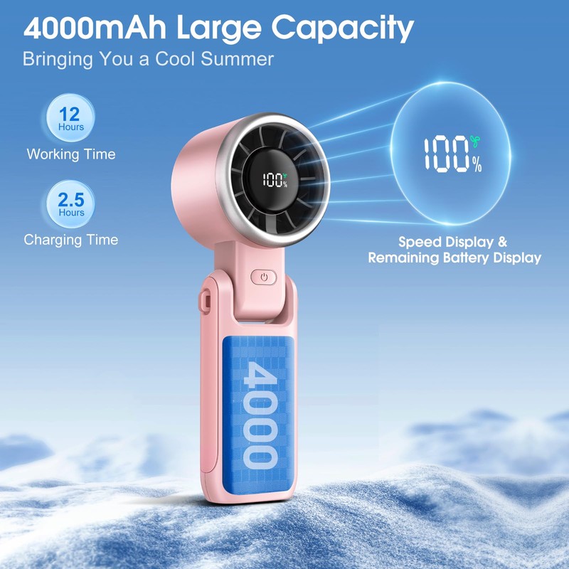 WHATOOK Portable Handheld Fan: Personal Fans with Air Turbo Tech,