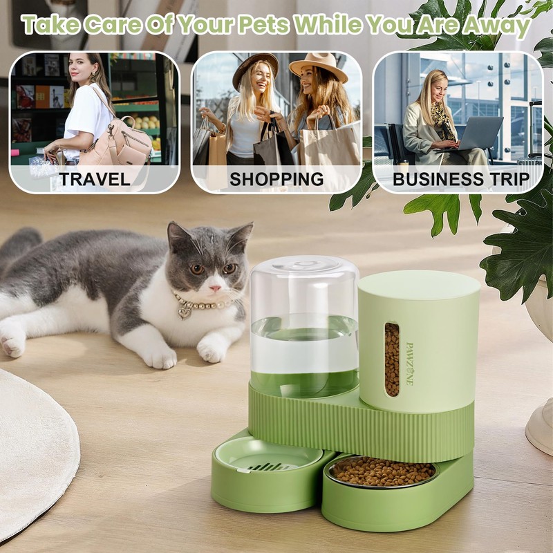 Automatic Cat Feeder Stainless Steel Water Dispenser Gravity Food Feeder