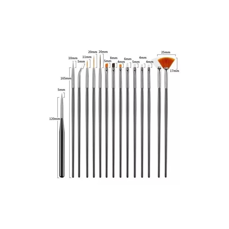 Veraly 15 Pinceles Suaves Para Mano Alzada Decoracion De Uñas