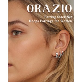 ORAZIO 3 Pairs Silver Hoops Earrings for Women 925 Sterling Silver Hoop Earrings Hypoallergenic Silver Huggie Cartilage Earrings Small Sleeper Earrings Set