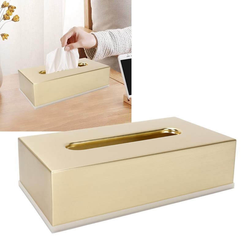 Gold Stainless Steel Tissue Box, Decorative Metal Tissue Holder Cover