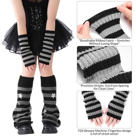 Jspupifip Y2K Leg Warmers for Women, Star Arm Warmers Streetwear Leg Cover Retro Stretchy Dance Accessories for Japanese Harajuke Cosplay Lolita Rave Festival, Anime Cosplay, Aesthetic Outfit
