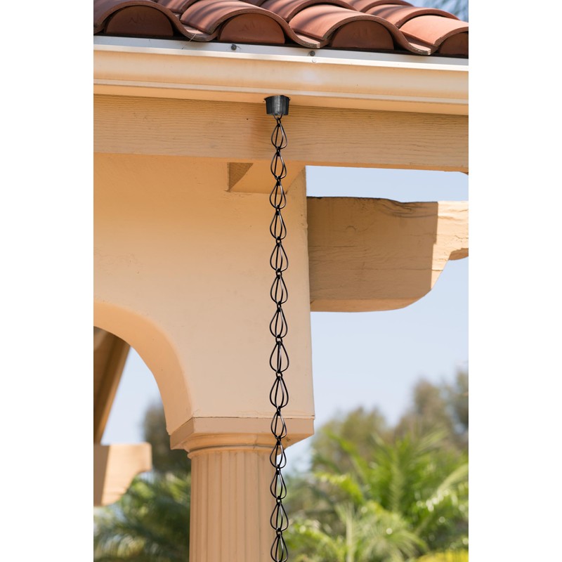 Monarch Rain Chains Aluminum Teardrop Black Rain Chains for Gutters