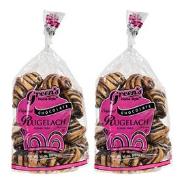 Green's Bakery Chocolate Rugelach Croissant, 2 Pack 14 oz. Fresh Bakery Food, Breakfast Pastery, Dairy and Nut Free, OK Certified Kosher and Pareve, Delicious Croissant for Holidays, Birthdays and Parties