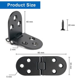 Pack of 4 Hinge Black 180 Degree Stainless Steel Door Hinge Folding Hinge with Screws Connector, Hinge Tape, Small Folding Door Hinges Fitting, Furniture Hinge for Cabinets, Folding Tables