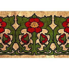CafePress Art Nouveau Floral Motif Border Large Zipper Toiletry Pouch, 12.5" x 8.5"
