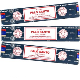 Satya Nag Champa Palo Santo 100% Natural Incense Sticks | 3 Packs | Handmade Incense Sticks | Used for Stress Relief, Spiritual Decor, Smudging and Meditation