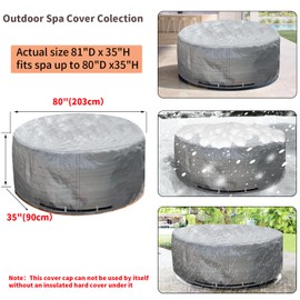 UCEDER Round Hot Tub Cover 170G Polyethylene Spa Cover Waterproof and UV Protection Hot Tub Sun Shield(80"(D) x35(H), Silver)