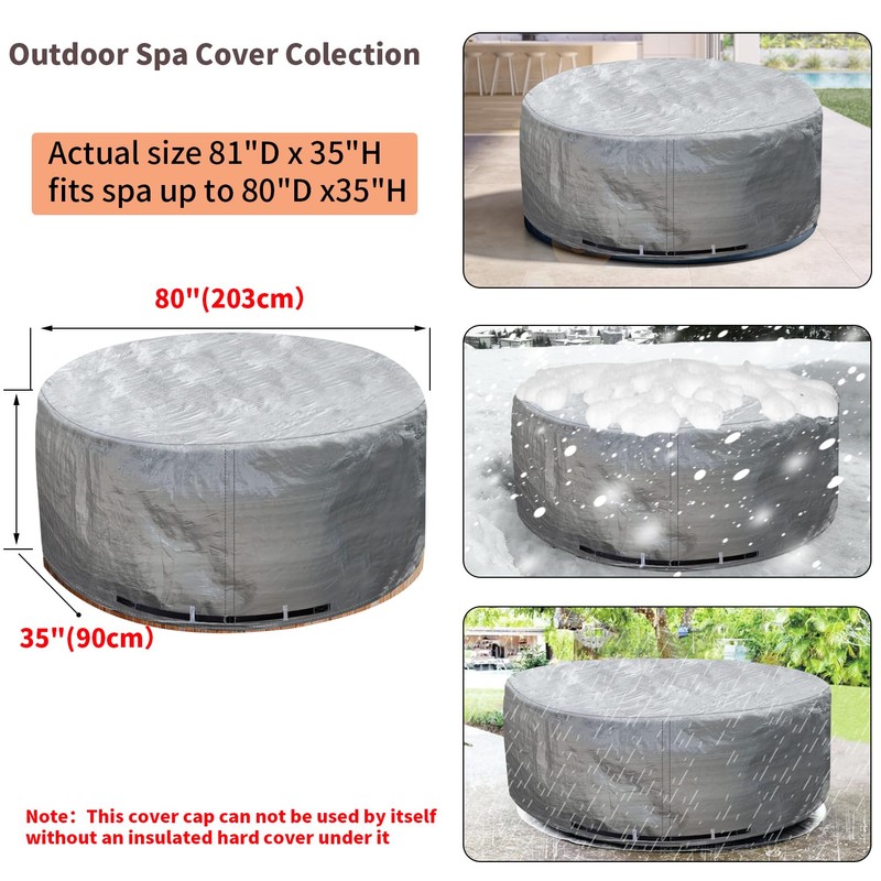 UCEDER Round Hot Tub Cover 170G Polyethylene Spa Cover Waterproof