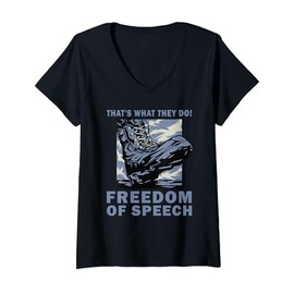 Womens Crushing Freedom Of Speech Under Jackboot Social Media Post V-Neck T-Shirt