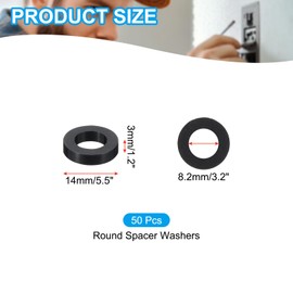 PATIKIL 50Pcs M8 ABS Spacers 5/16" ID x 9/16" OD x 1/8" L Plastic Round Spacer Washers Black Standoff Nut Unthreaded for M8 or 5/16 inch Screws Bolts Electrical Outlet