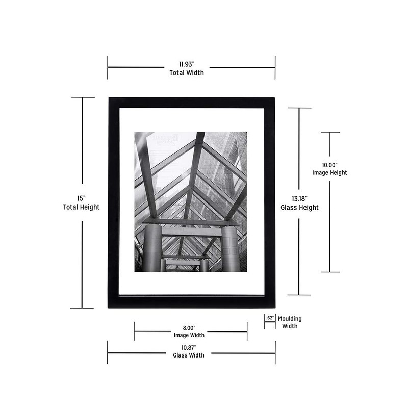 Malden 11x14 Floating Glass Picture Frame, Made to Display 8x10