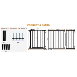 HOOEN 30" Tall Extra Wide Baby Gate for Doorways Stairs 70 to 76 Inch Large Long Pressure Mounted Dog Gate for The House Tension Baby Gate Walk Through Indoor Child Safety Gates for Kids or Pets