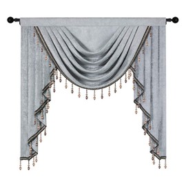 ELKCA Thick Double-Sided Chenille Window Curtains Single Swag Valance for Living Room, Silver Grey Valance for Bedroom,Rod Pocket (W39inch,1 Panel)