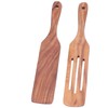 2pcs Slotted Turner Spatula Simple Wooden Spatula with Long Handlefor