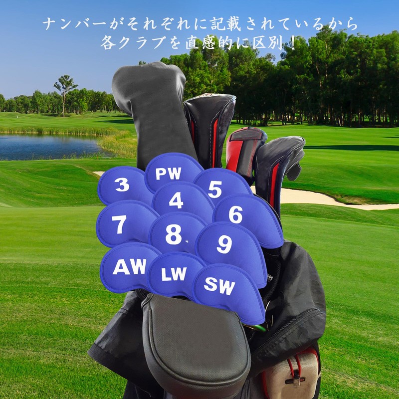 11pcs Golf Iron Covers Magnetic Closure Golf Head Covers Wedge
