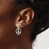 Solid 925 Sterling Silver Peace Sign Dangle Earrings - 23mm