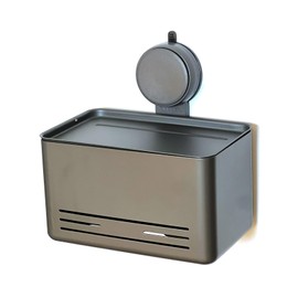 Suction Cup Tissue Holder, No Drill Wall Mounted Toilet Paper Organizer for Bathroom, Fits Both Roll & Box Tissues, Modern Grey Waterproof Dispenser