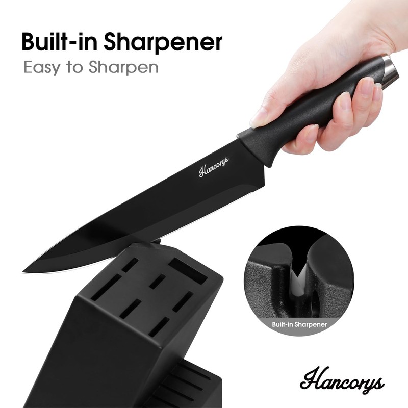 Hancorys Knife Sets for Kitchen with Block, 15 Pieces Chef