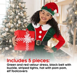 Morph Elf Costume For Girls, Girls Christmas Elf Costume, Girls Christmas Elf Dress, Christmas Elf Costume Kids, Festive Elf 4-6 Years