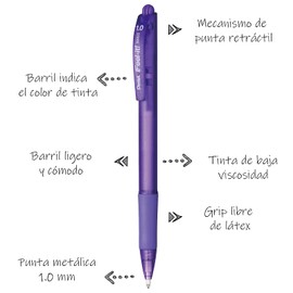 Pentel BX420-V Bolígrafo Feel-It Retráctil para Med Violeta