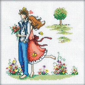 RTO RTM164 Counted Cross Stitch Kit-Young Couple in nature, 20 x 20 CM
