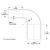 HPS 3/4" - 1-1/4" ID, Silicone 90 Degree Elbow Reducer