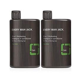 Every Man Jack Champú espesante 2 en 1 + acondicionador - Espesa, limpia e hidrata el cabello con aceite de coco, aloe y árbol de té, derivado natural