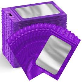 Funfery 300 Pack Smell Proof Resealable Bags for Food Storage,4x6 inch Purple Mylar Clear Bag Packaging Bags for Edibles,Odorless Scent Proof Bags for Cookies,Zipper Foil Pouch Bags for Small Business